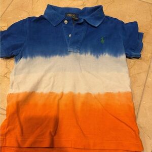 Polo by Ralph Lauren Kids Gradient Blue and Orange tie-dye Polo Shirt- 3t